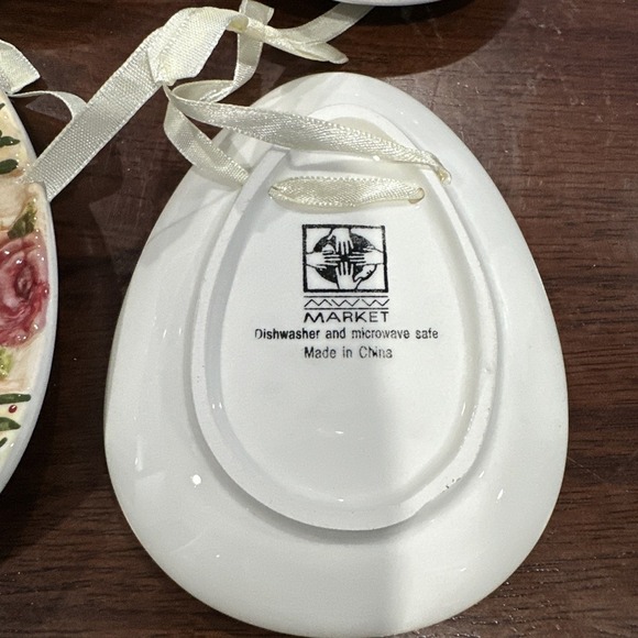 4 MWW Easter Bunny Mini Egg Shaped Spring Floral Plates 3D Hanging Display Chick - Picture 7 of 7